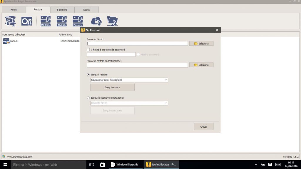 iperius backup windows 10 administrative privile