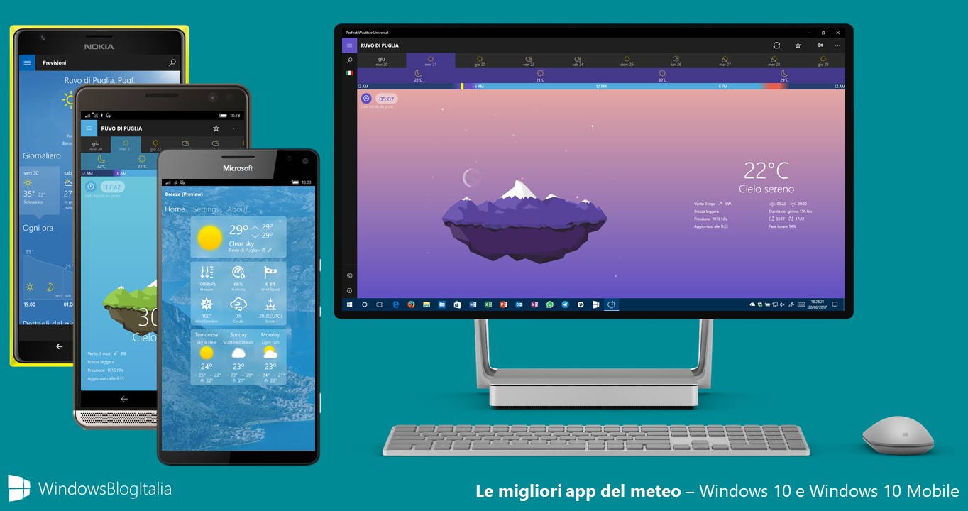 App meteo - Windows 10, Windows 10 Mobile e Windows Phone
