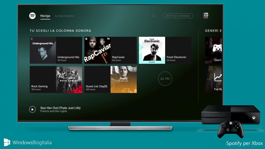 Download Spotify per Xbox, disponibile l’app ufficiale per Xbox One