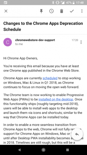 Mail chiusura sviluppo Chrome Apps