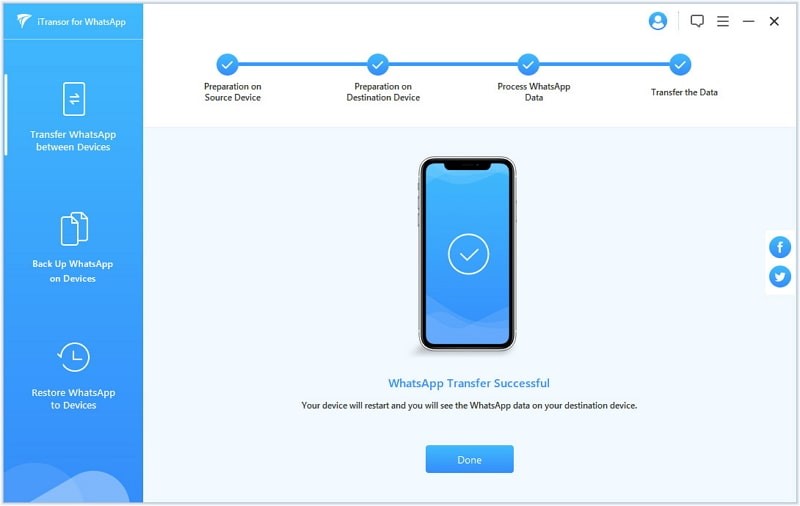 iMyFone iTransor for WhatsApp trasferimento chat di WhatsApp da Android ad iPhone