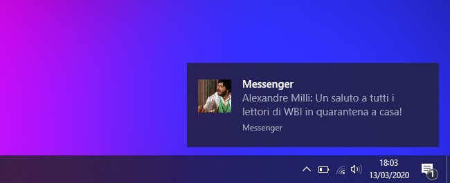 Messenger per Windows notifiche dell'app