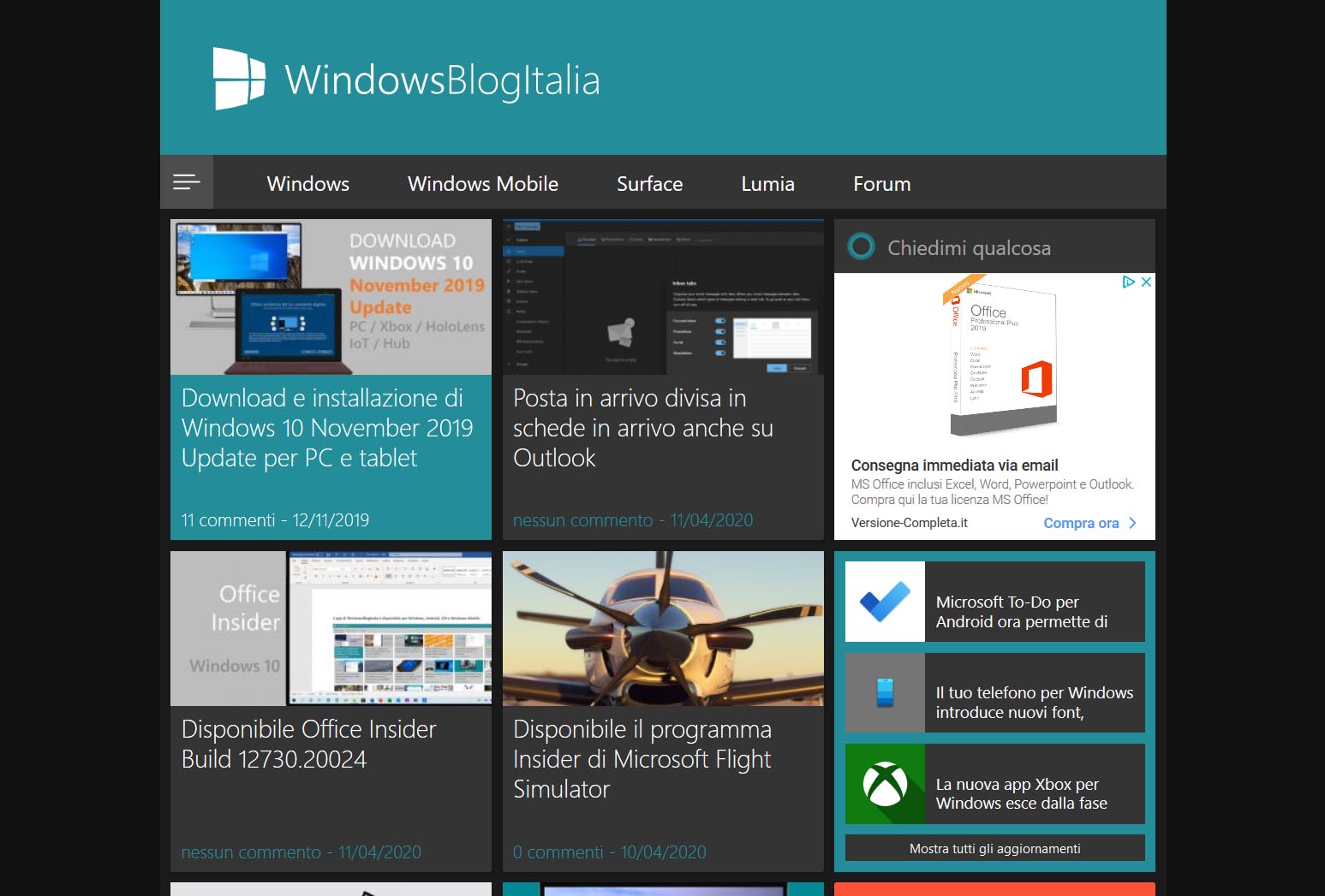 WindowsBlogItalia tema scuro