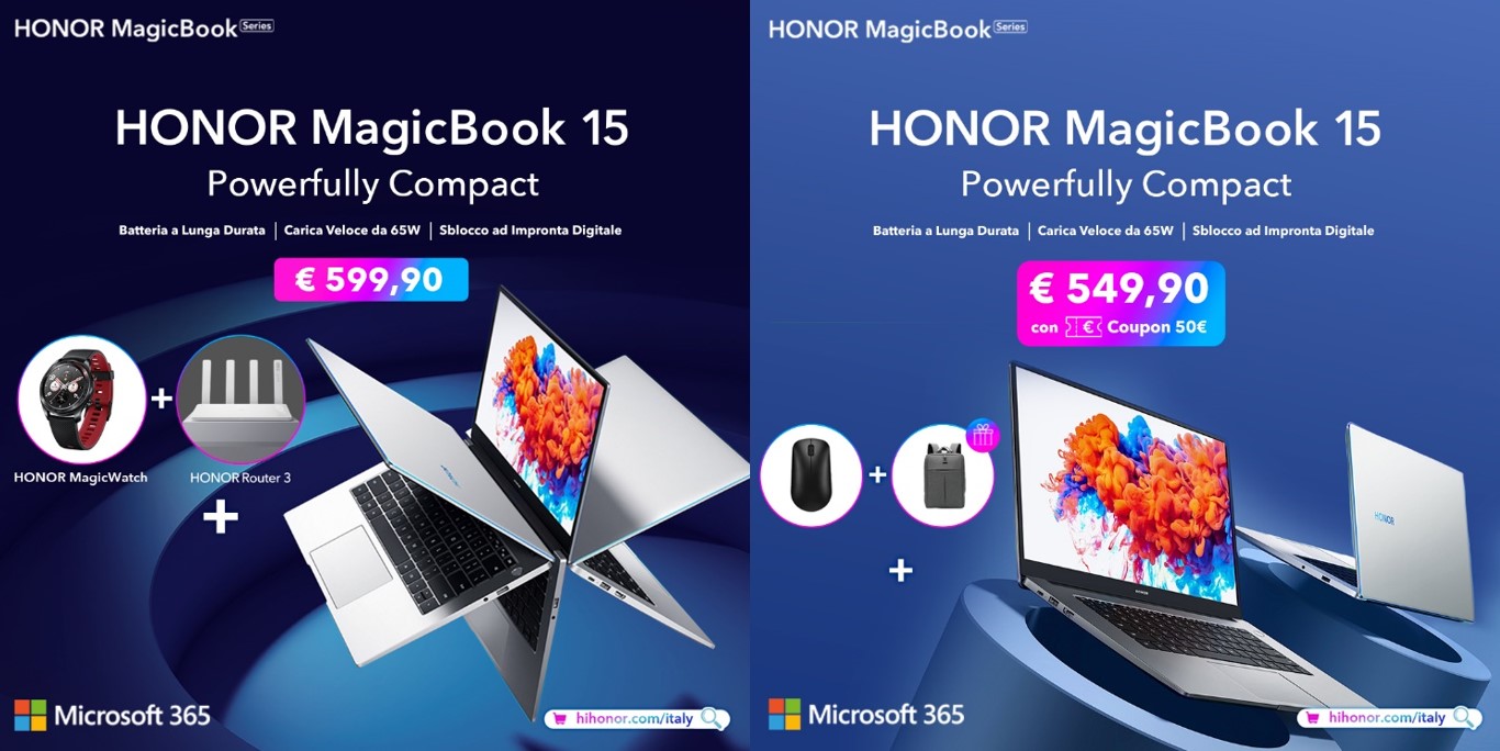 HONOR MagicBook 15 offerte per il lancio