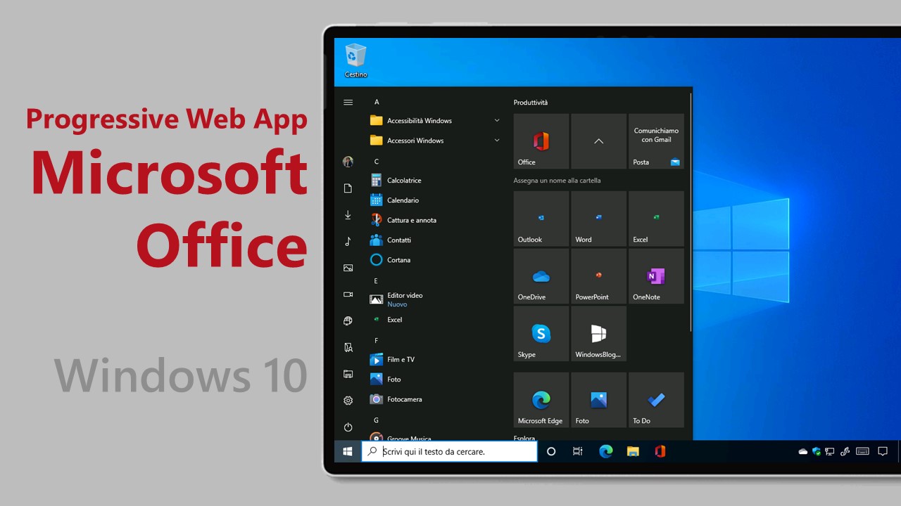 Microsoft testa l'installazione automatica delle PWA di Office su Windows 10