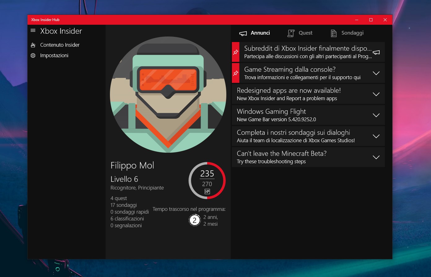 Nuova app Xbox Insider per Windows 10 e Xbox