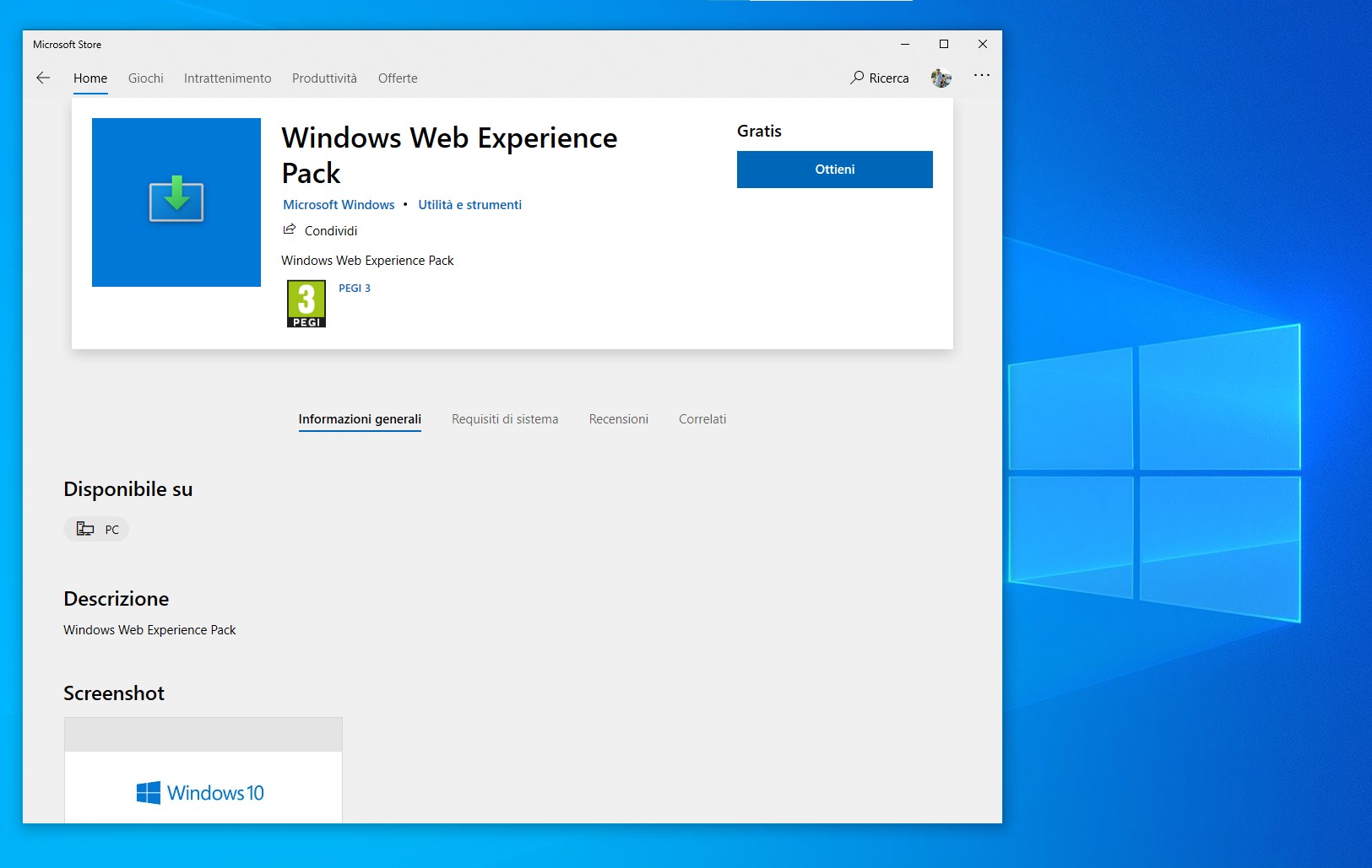 Windows Web Experience Pack - Microsoft Store per Windows 10