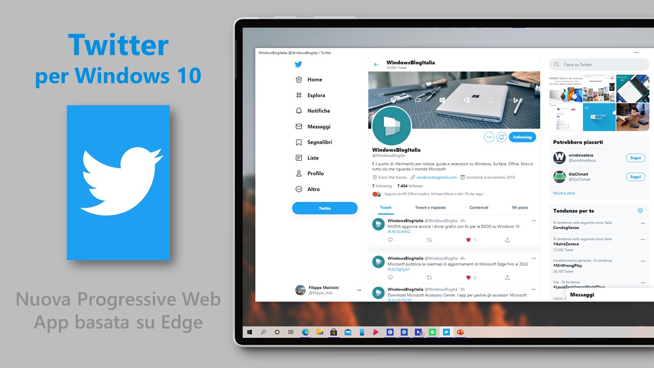 Twitter per Windows 10 - Nuova Progressive Web App basata su Edge