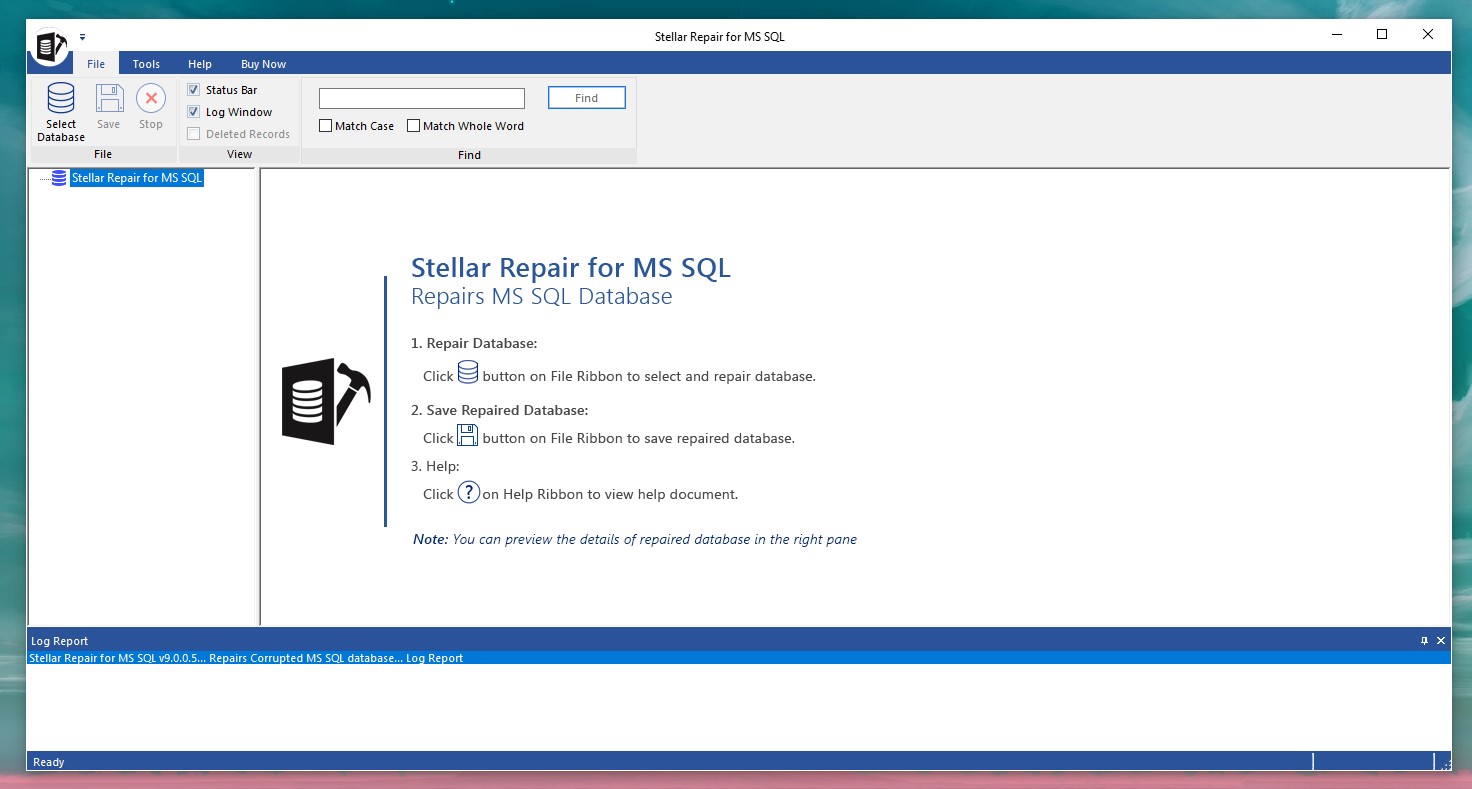 Stellar Repair for MS SQL per Windows - Pagina principale