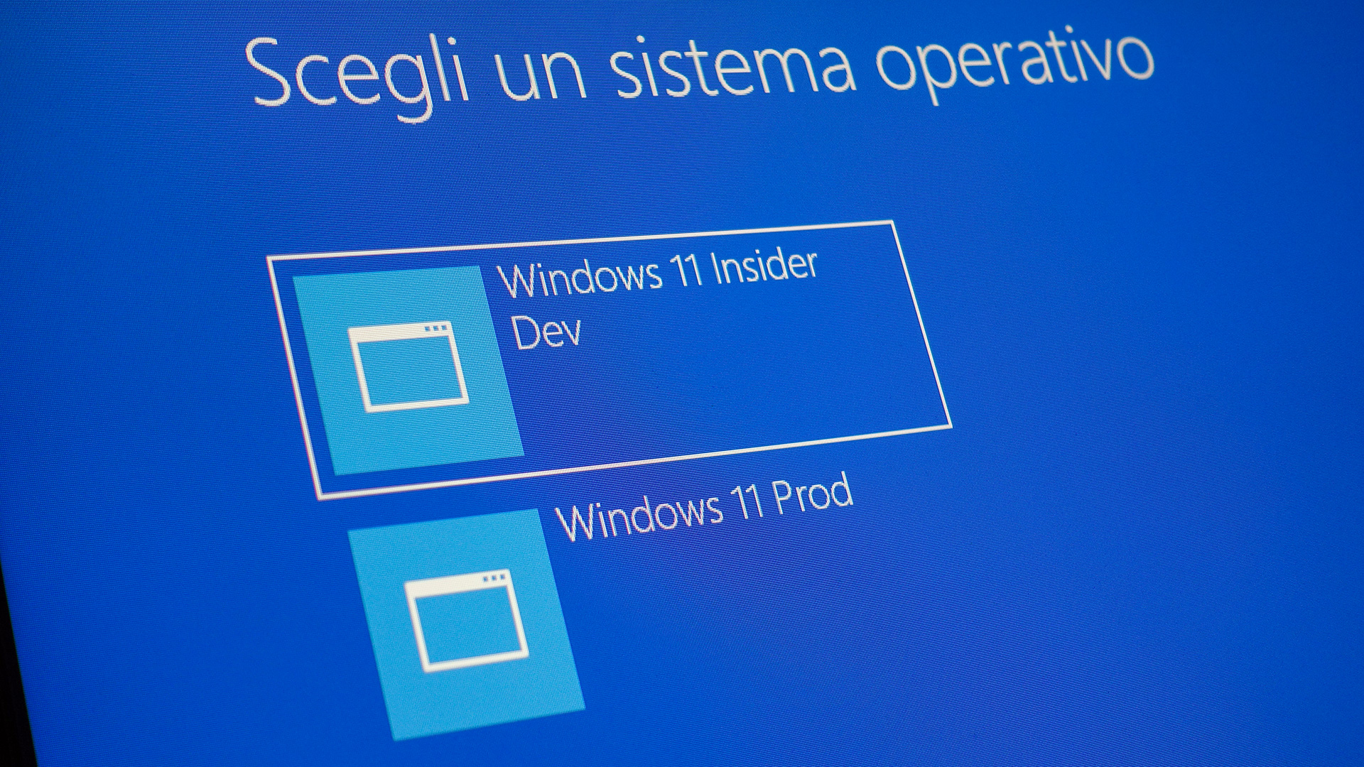 Windows - Schermata di selezione del sistema operativo all'avvio del PC