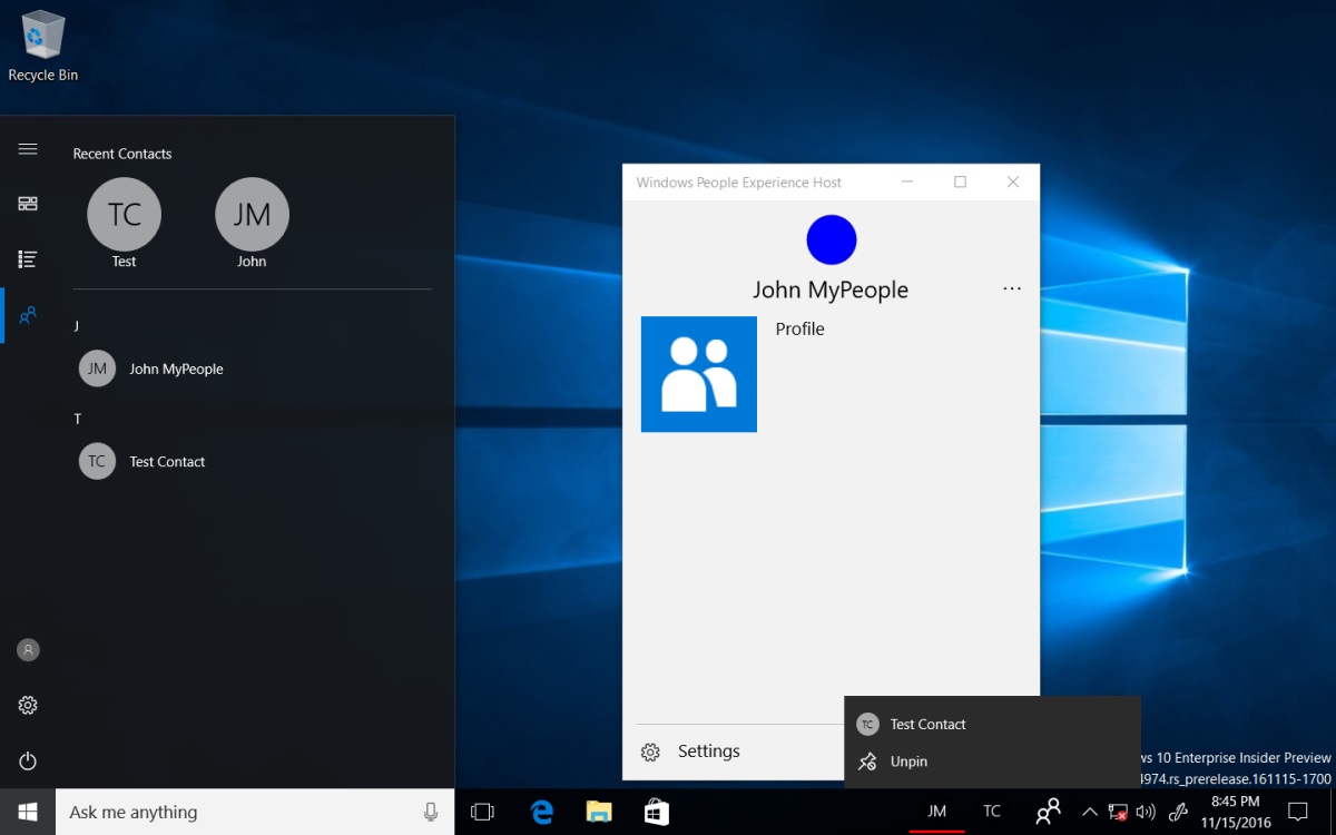 Progetti Microsoft scartati - Menu Start con integrazione di contatti e Windows Ink