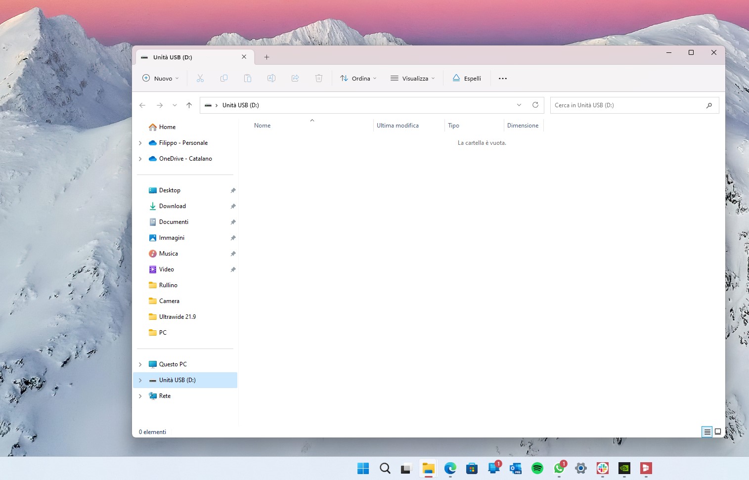 Windows Insider Program - Pendrive collegata al PC in Esplora file