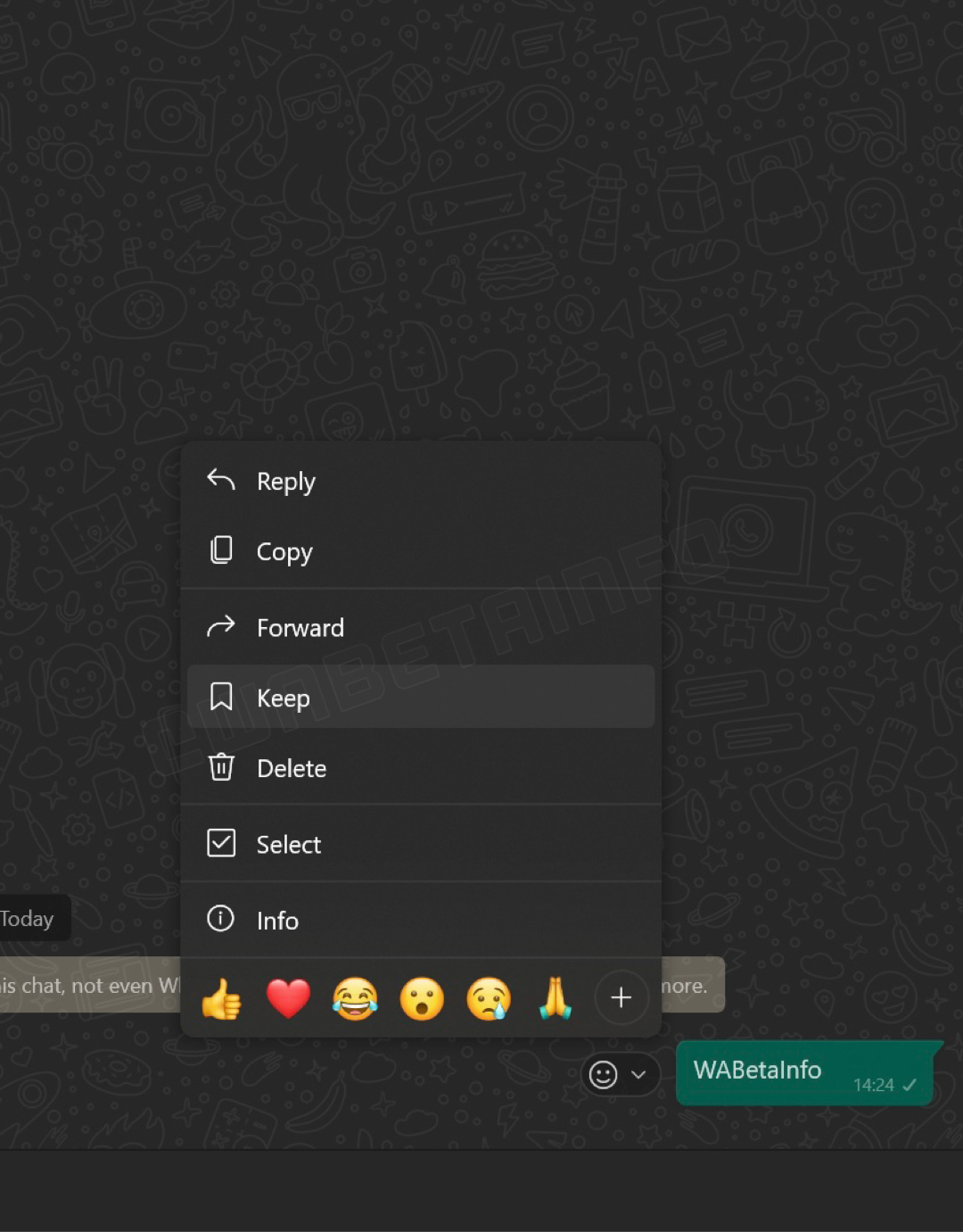 WhatsApp Beta (UWP) introduce il pulsante per conservare i messaggi