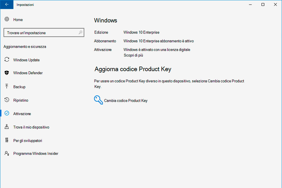 attivare Windows 10 senza product key